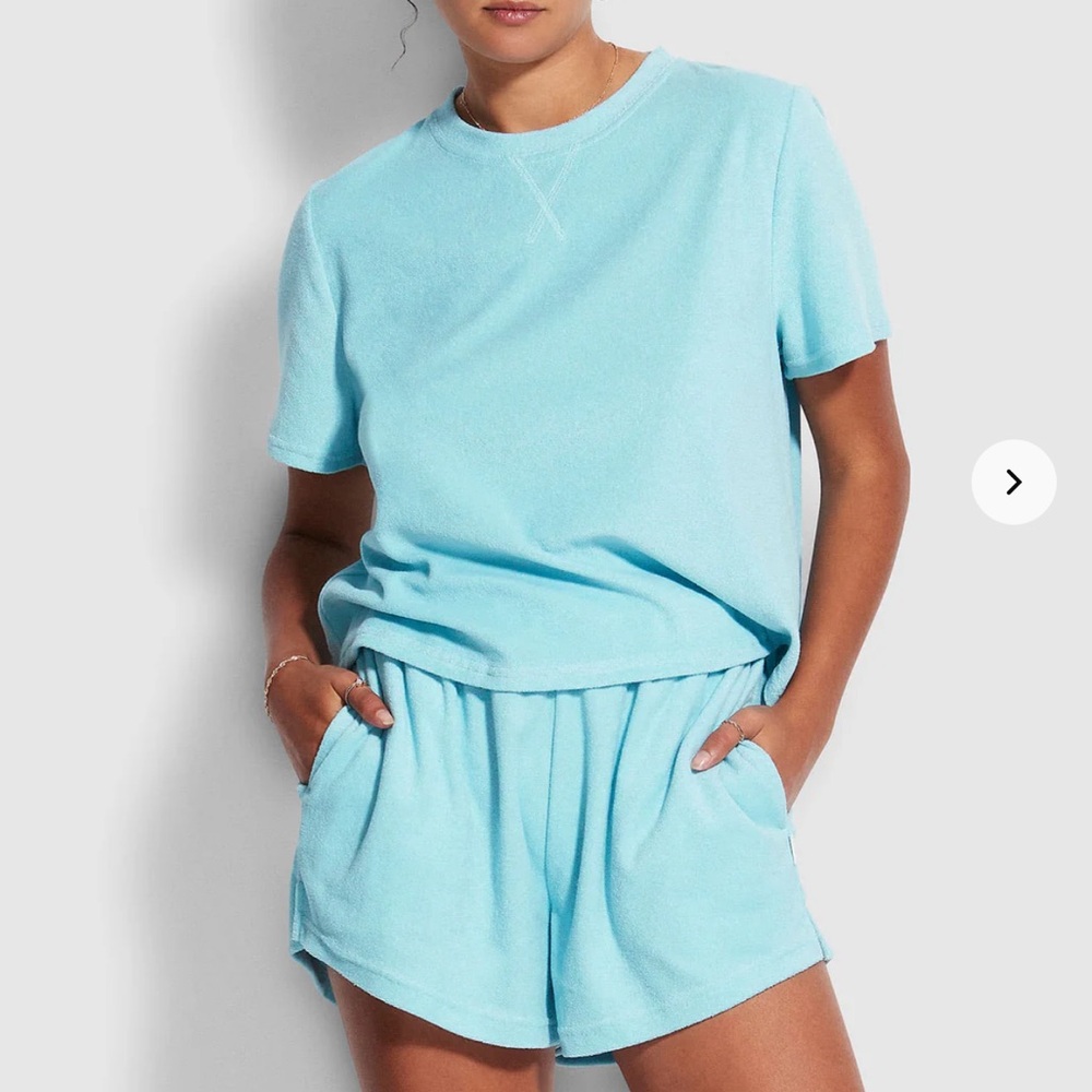 NWOT Anthropologie Seafolly Terry T Shirt & Shorts - Baby Blue - XS